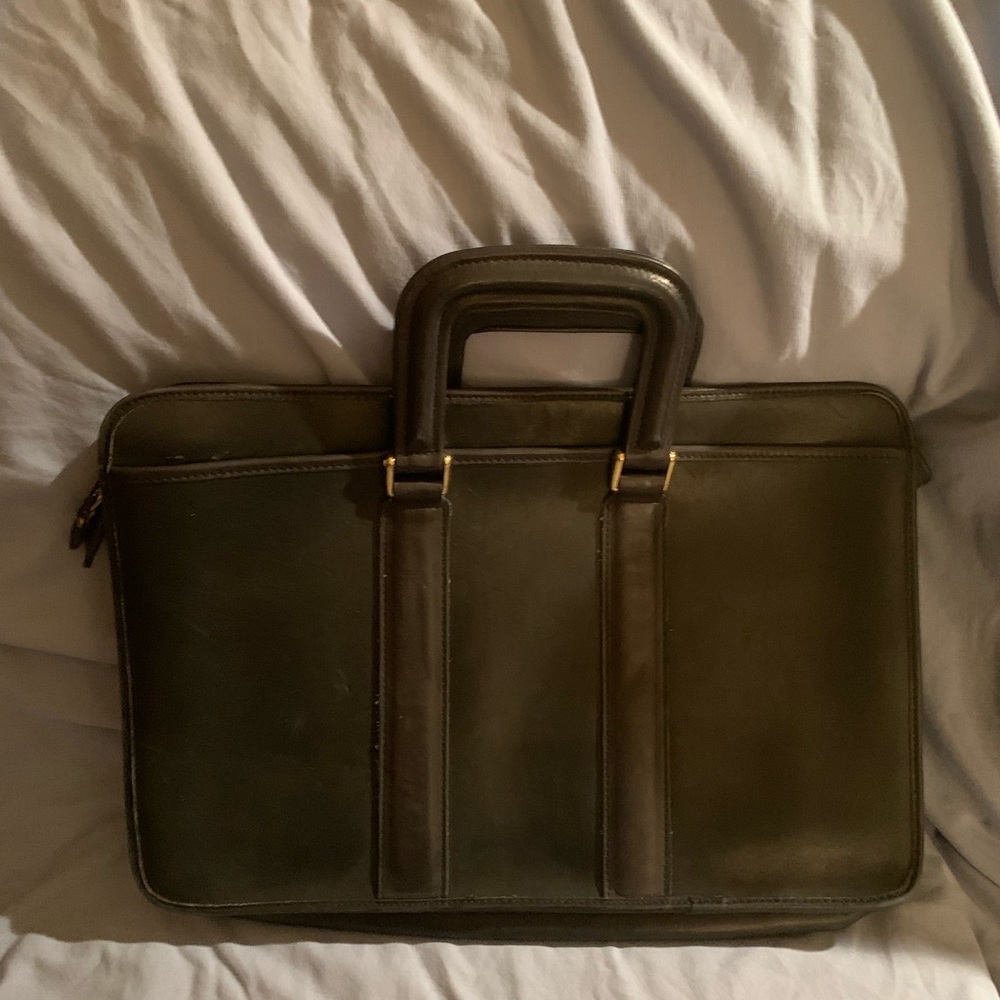 Black leather briefcase